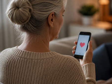 woman viewing cell phone, romantic dating