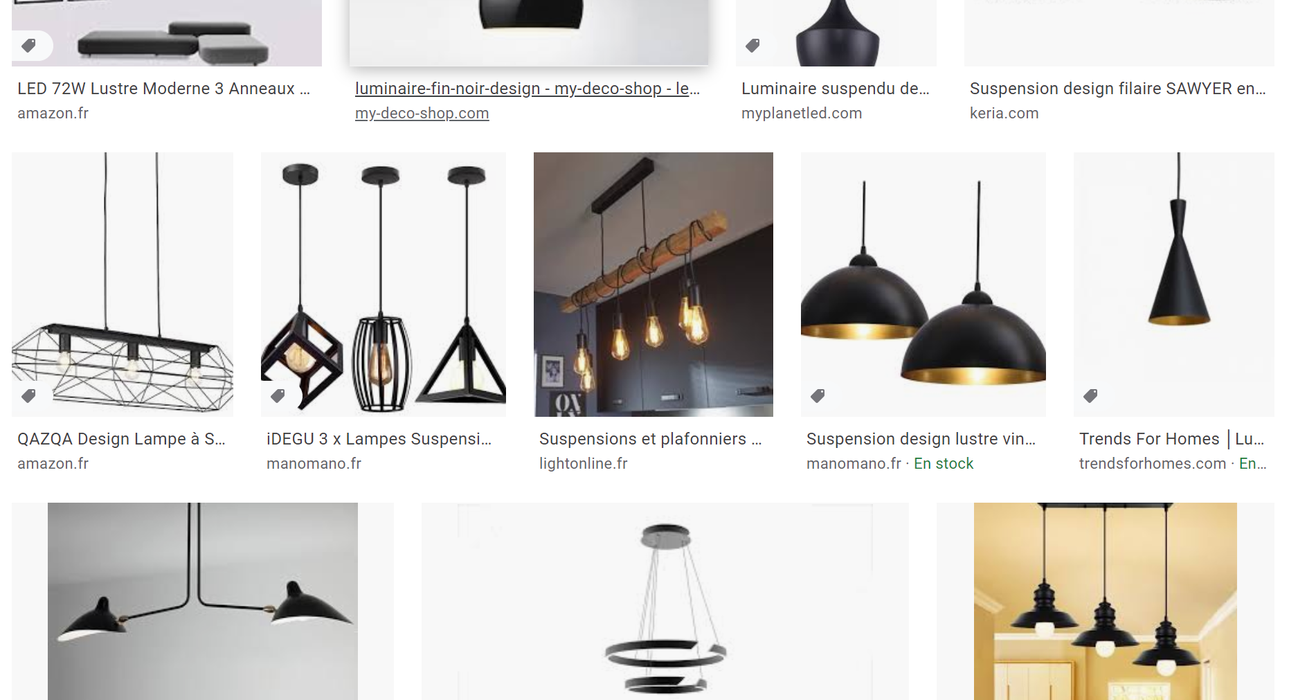 Luminaire noir design