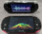 Sony PSP above showing the TRAX waveform and PS Vita below showing the waterfall visualization