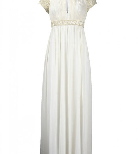 white christmas dresses Mirel Prentice Hand-Crochet Mother of Pearl Chiffon Maxi Dress main image 1