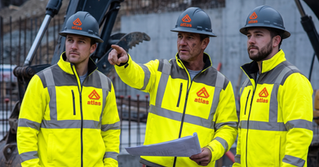 Constructions workers wear gear designed and fulfilled by GraphicsWV