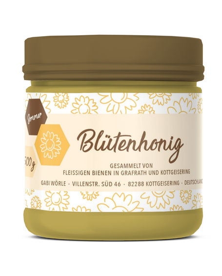 Honigglas mit einem illustrierten Etikett