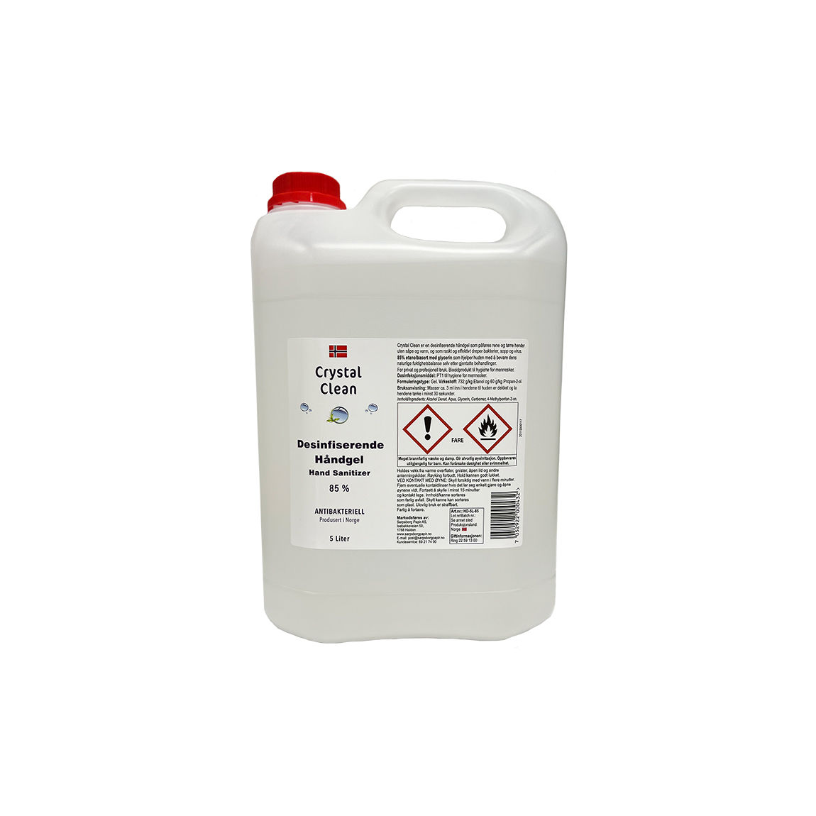 Crystal Clean Desinfiserende Håndgel 5 liter
