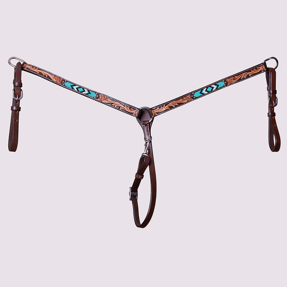 Hilason Floral Breast Collar Headstall Leather Brown - Breast Collar