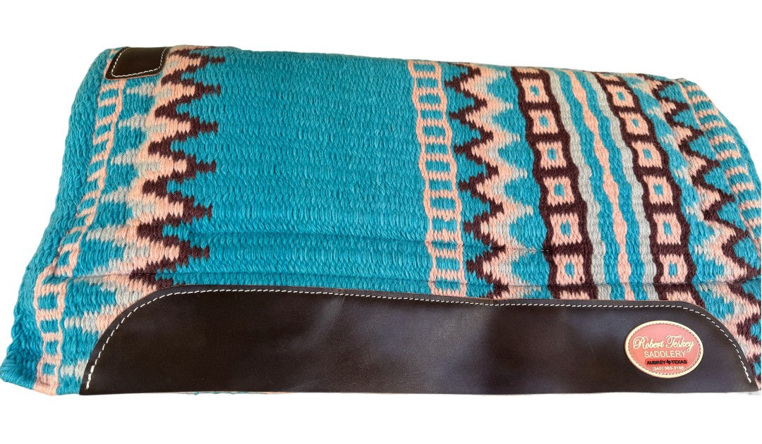 Blanket Covered Wool Saddle Pad – 32x32 with Leather Skirt Trim
