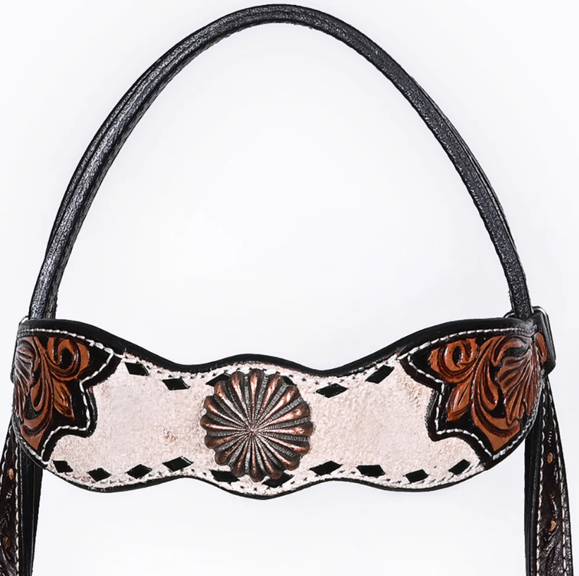 Thumbnail: Bar HWestern American Leather Horse Breast Collar Tack