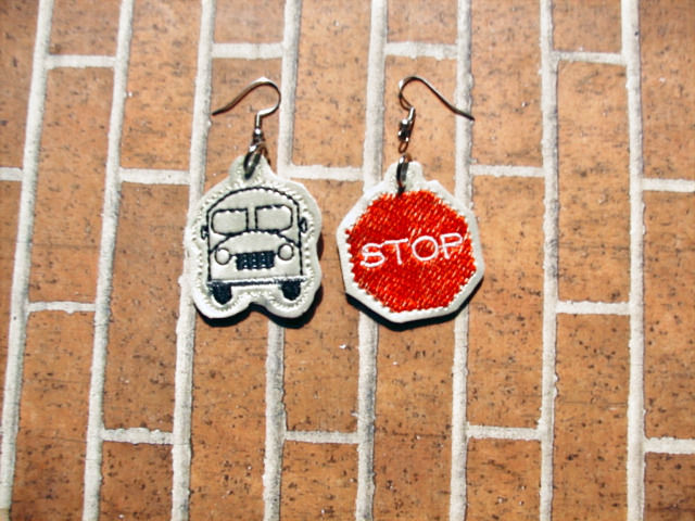 Bus And Stop Sign Earrings