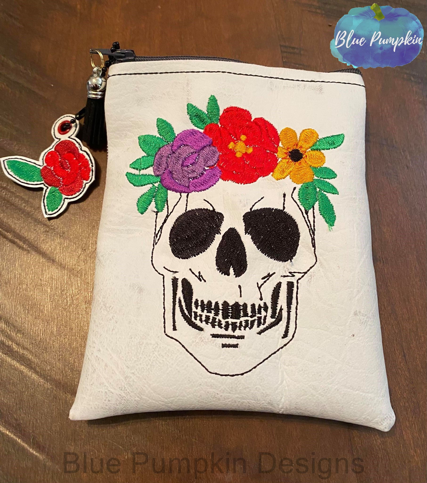 Skull with Flowers Set Zipper Bag Design