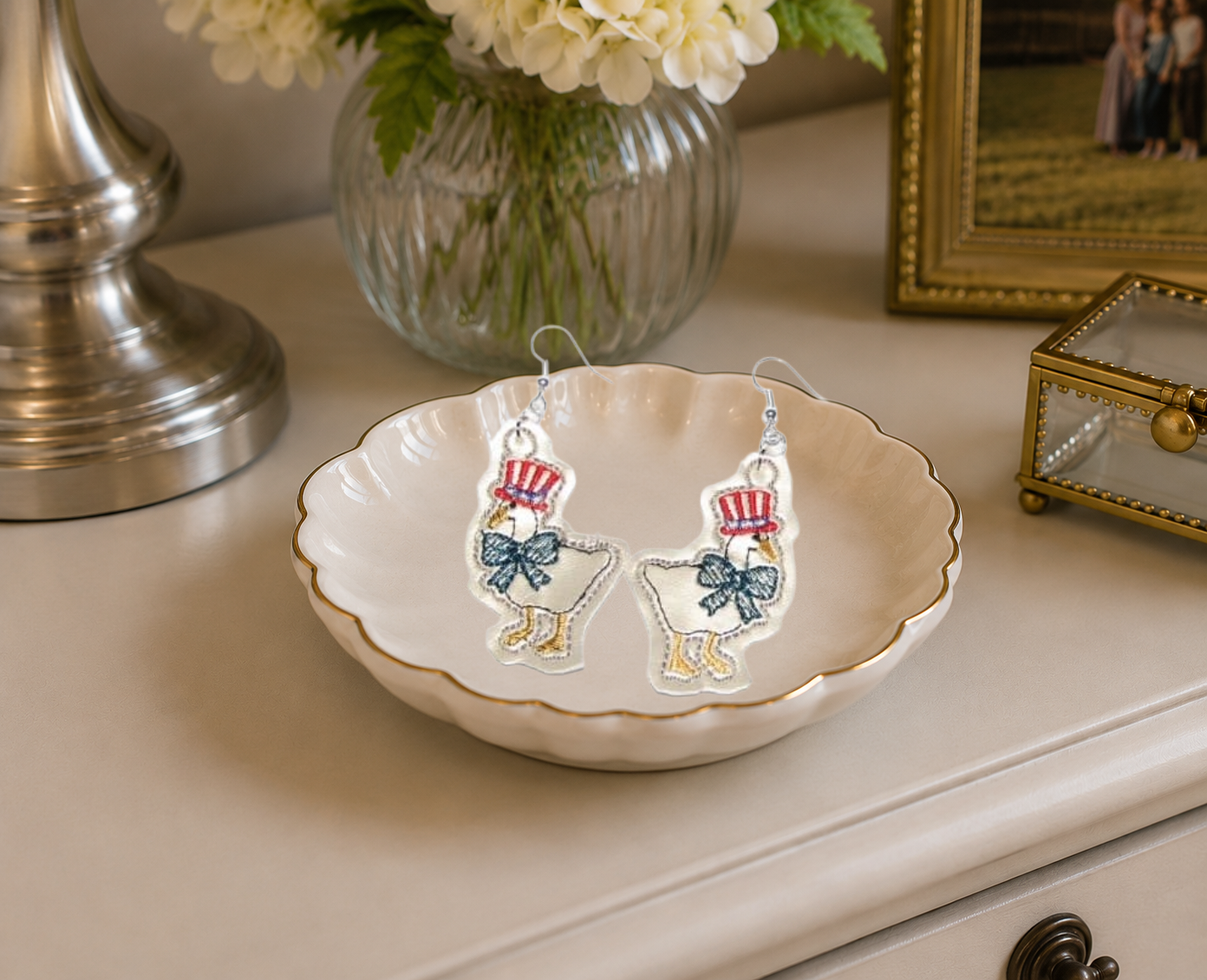 Patriotic Goose Earrings