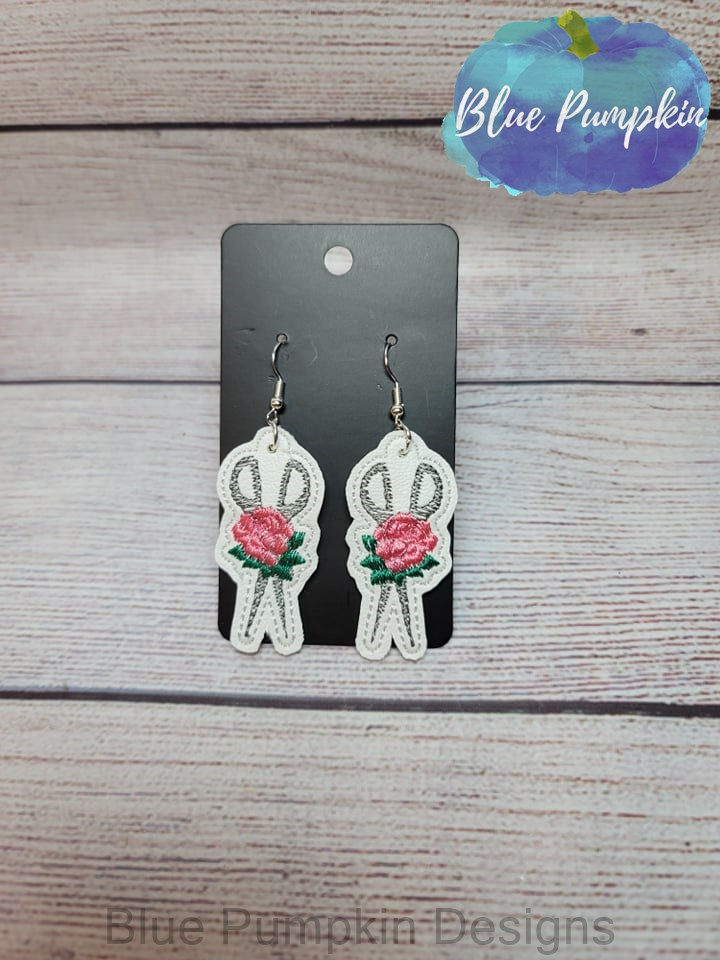 Scissors w Flower Earrings
