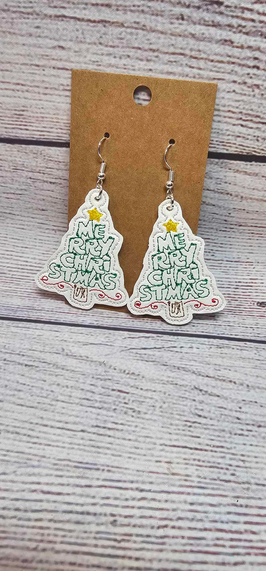 Merry Christmas Tree Earrings