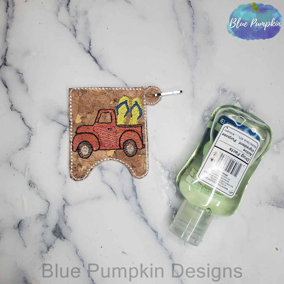 4x4 Red Truck w Flip Flops 1oz Sani Bottle Holder