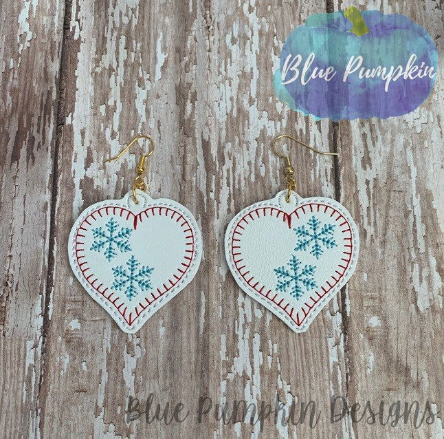 Thumbnail: Heart w snowflake Earrings