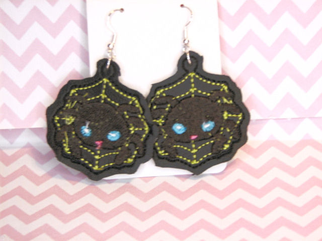 Cute Spider w Web Head Earrings