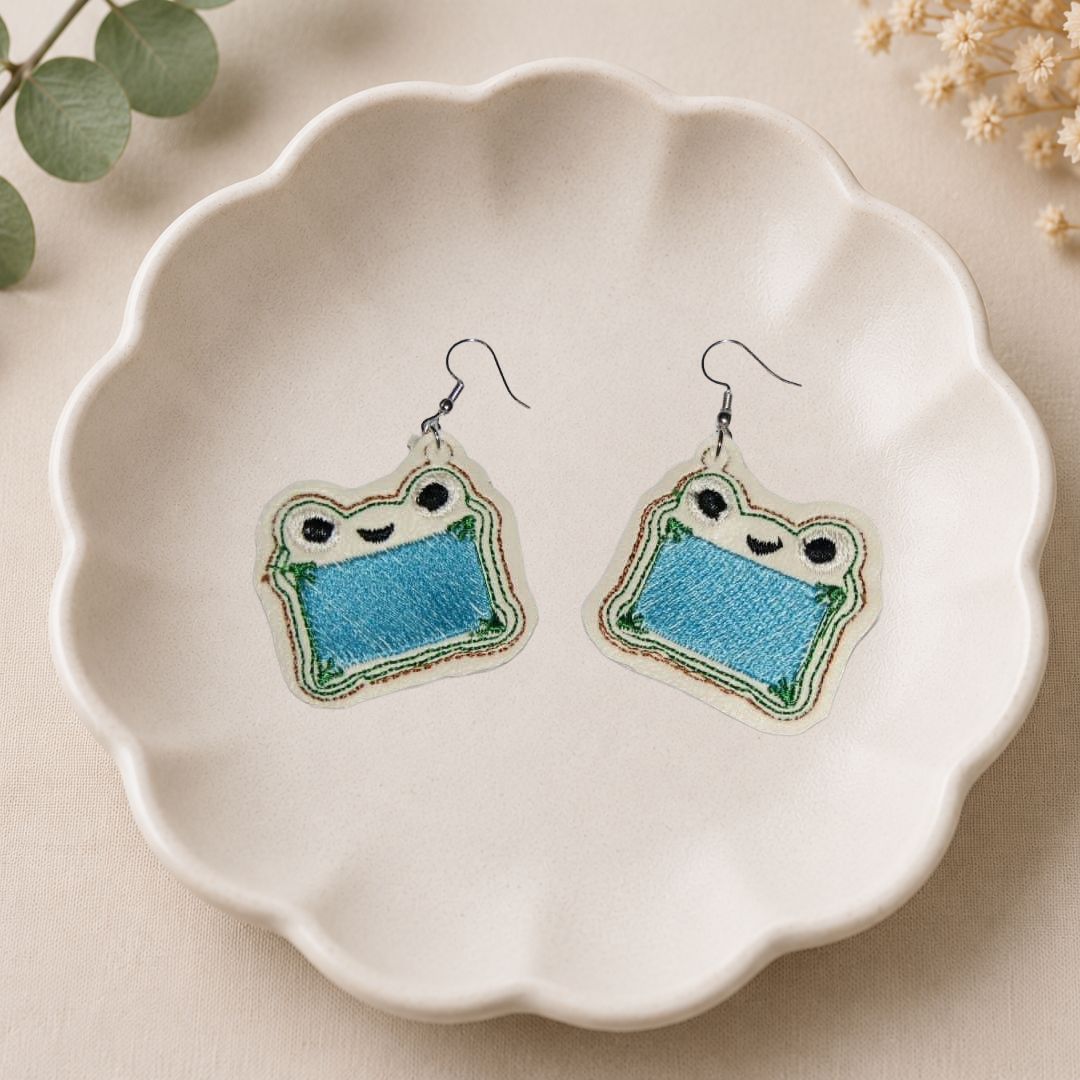Tablet Frog Earrings