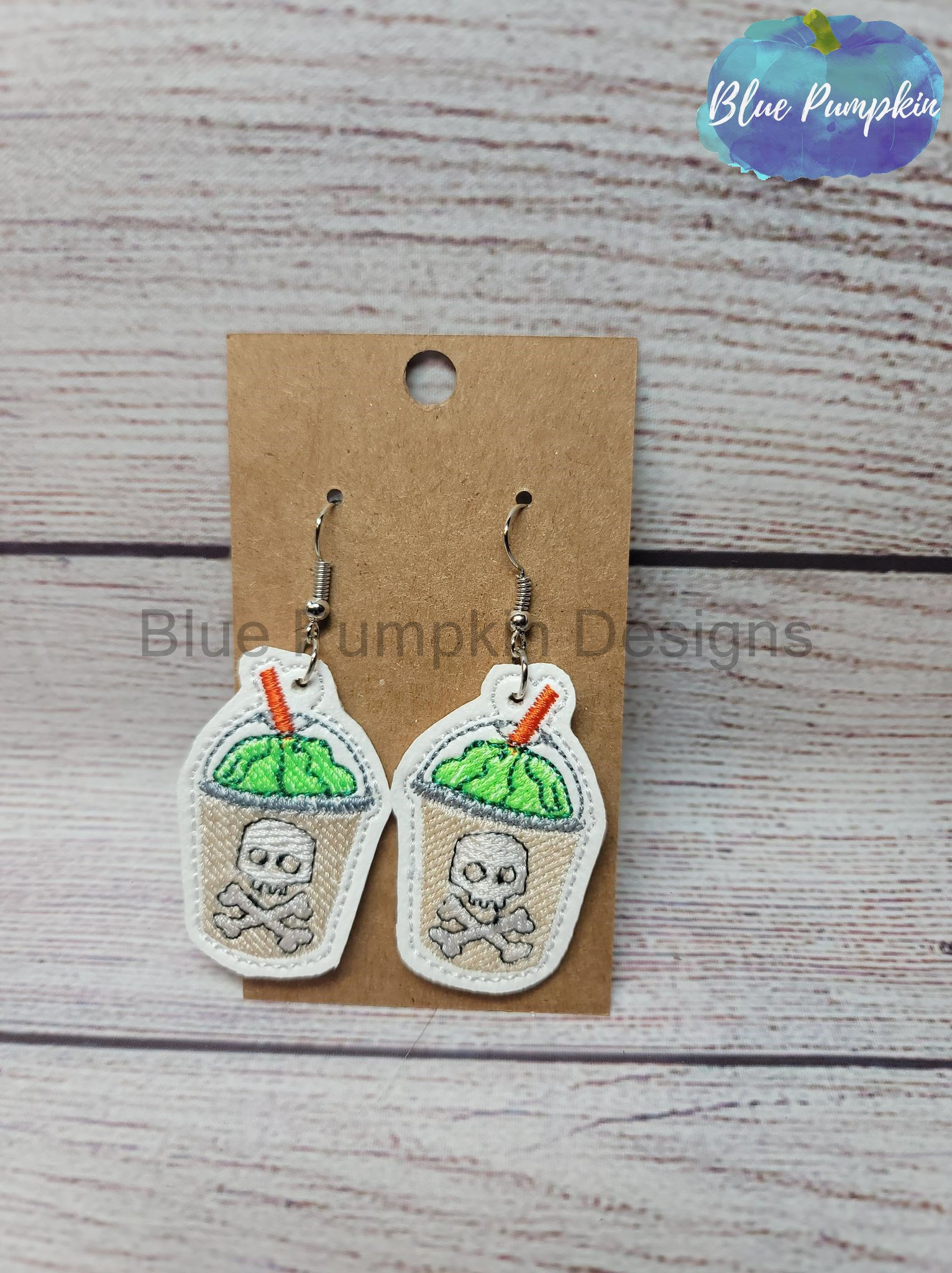 Skull Frap w Green Whip Earrings
