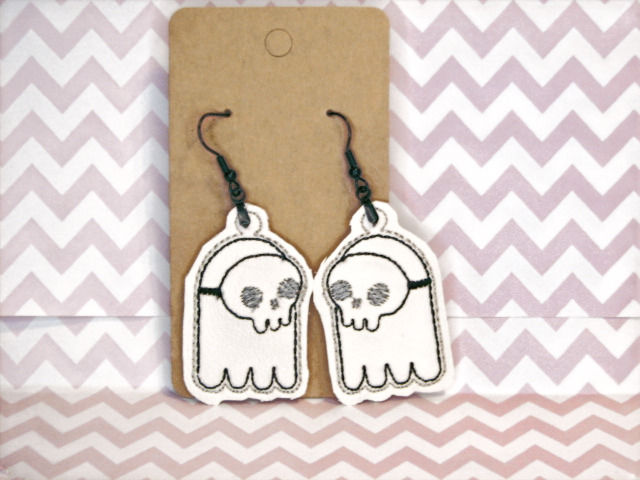 Ghost w Mask Head Earrings