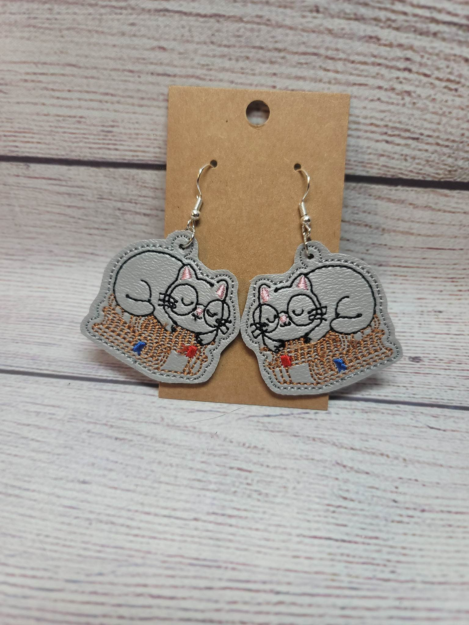 Cat on Books Earrings