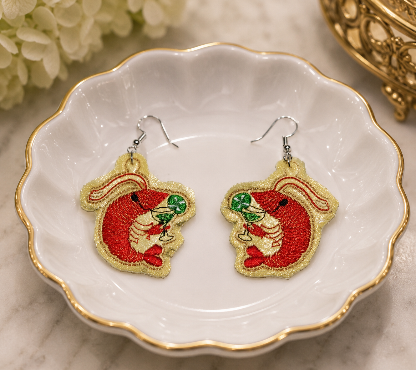 Shrimp w Marg Earrings