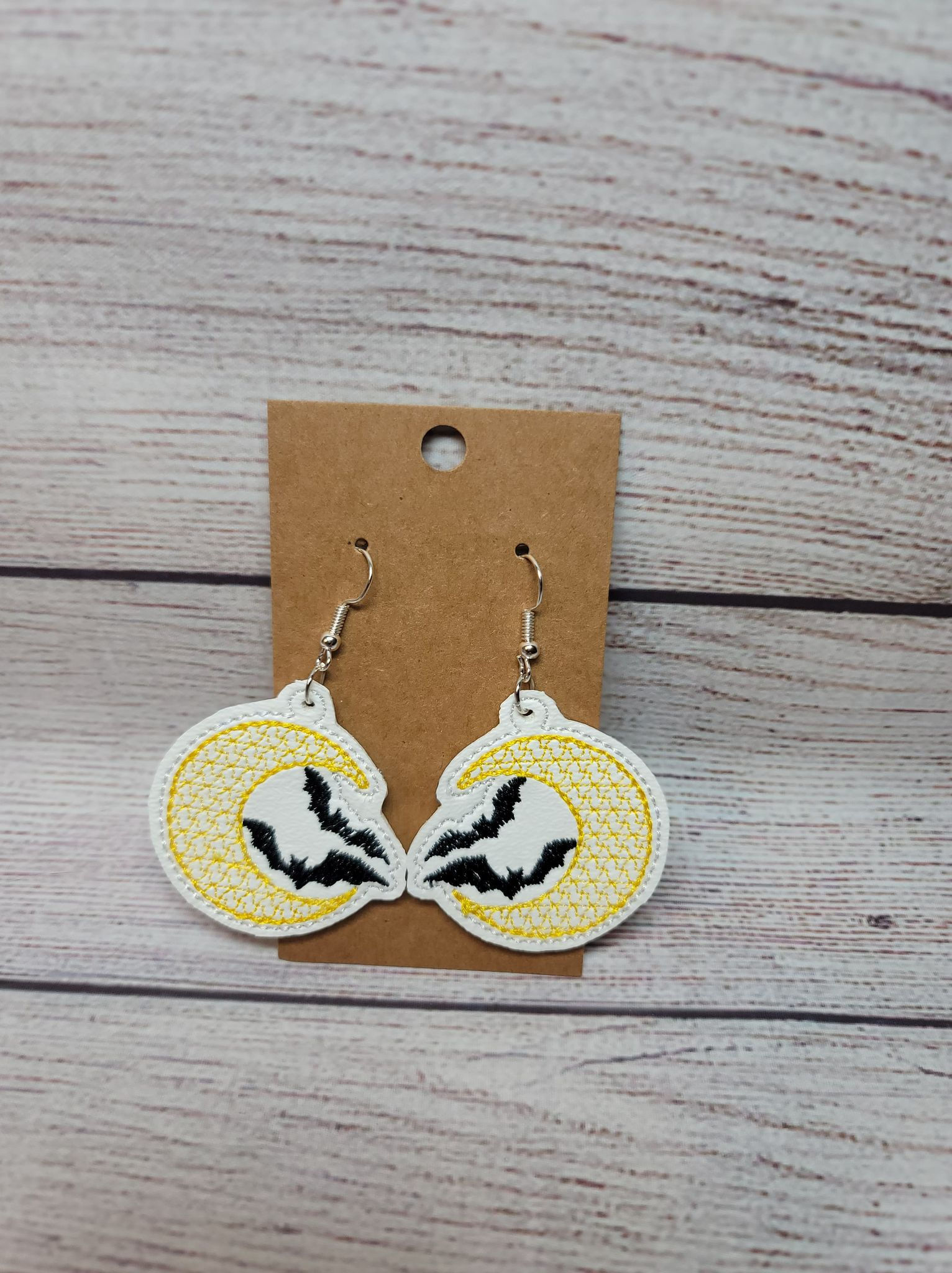Moon w Bats Earrings