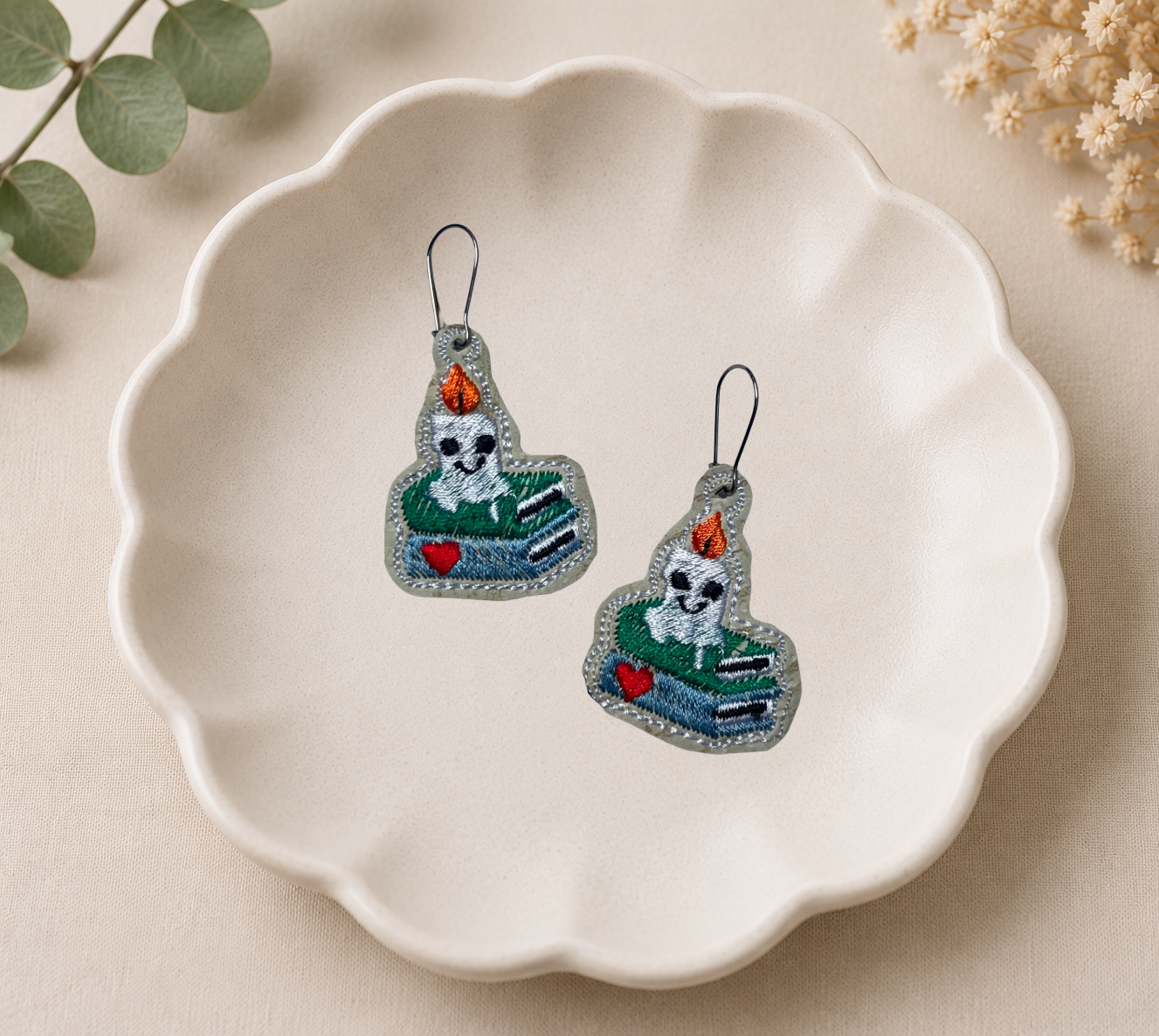 Smiling Candle Books Earrings