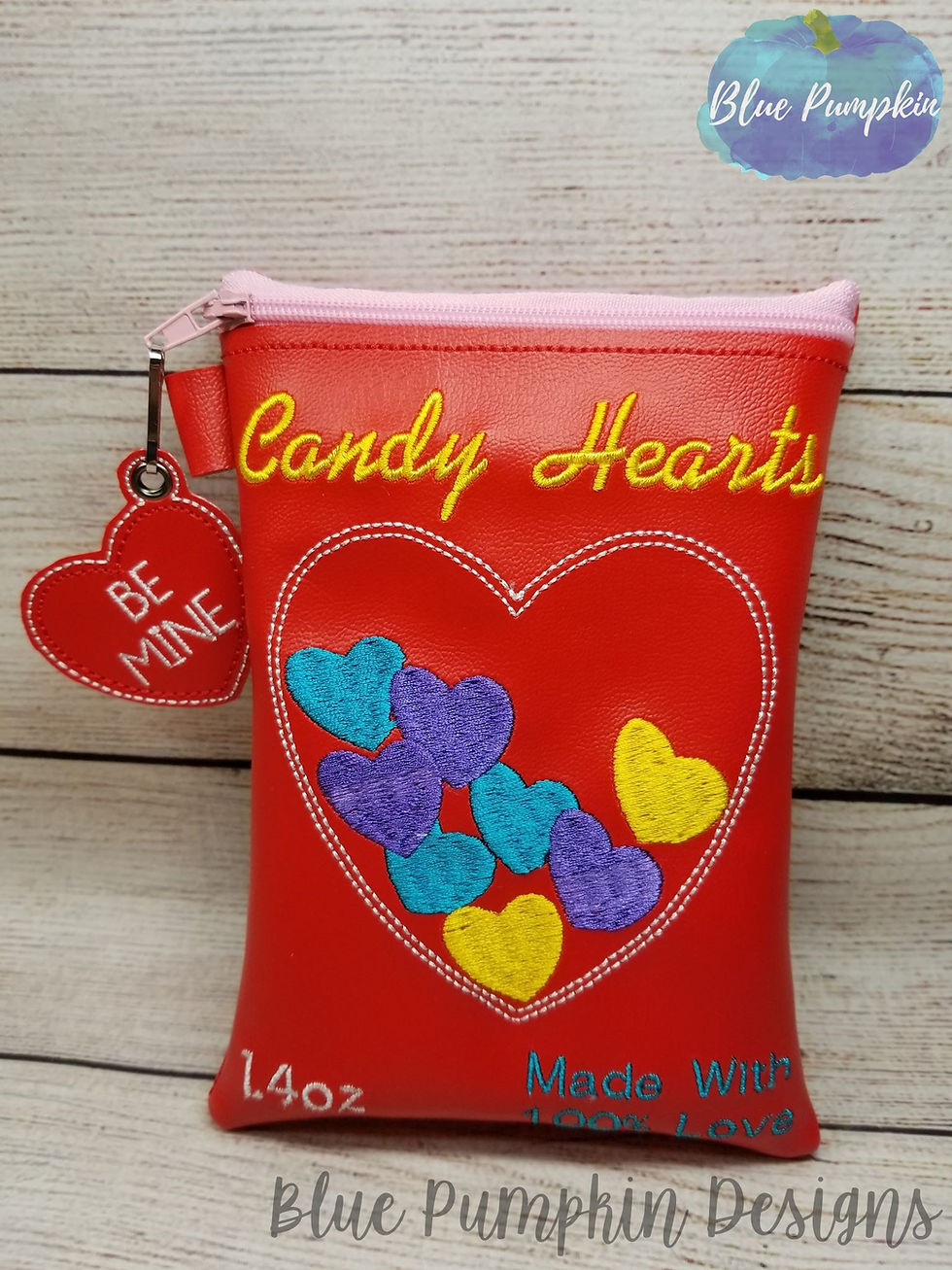 Candy Hearts ITH Zipper Bag Design