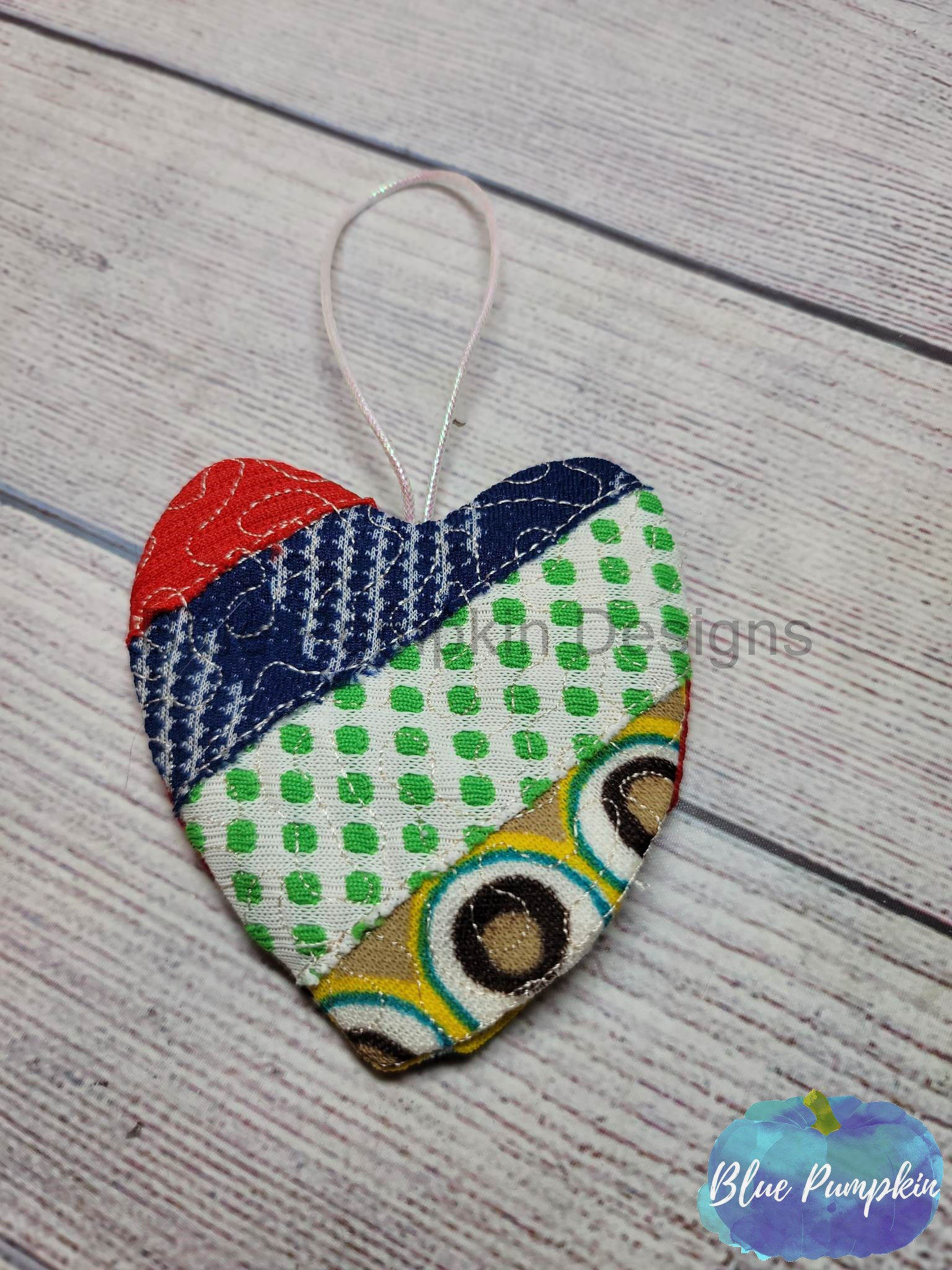 Diag Quilted Heart Ornament