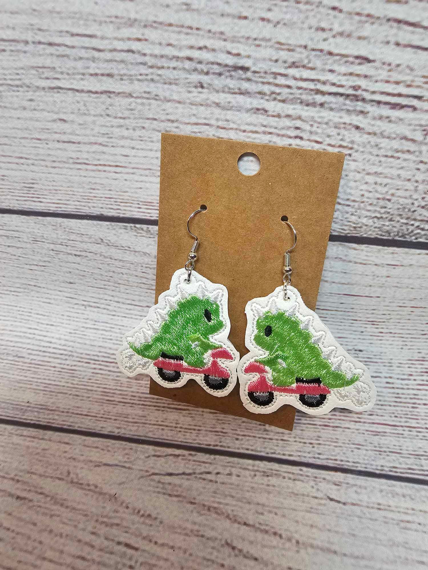 Dino on Scooter Earrings
