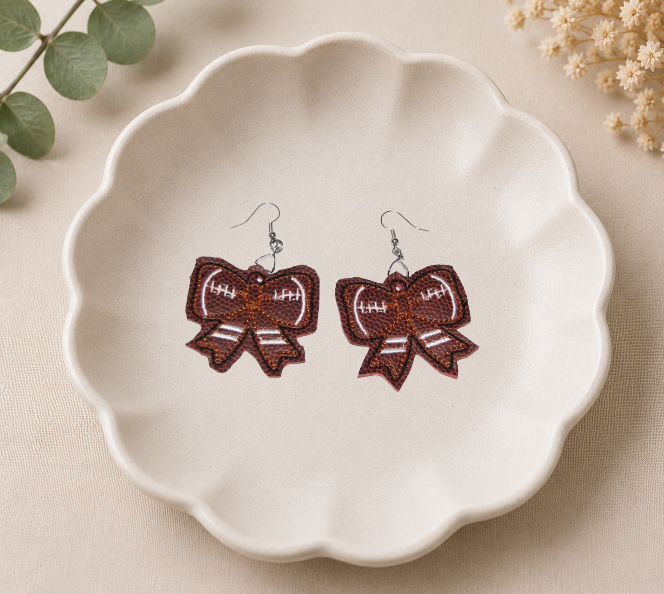 Football Bow Earrings