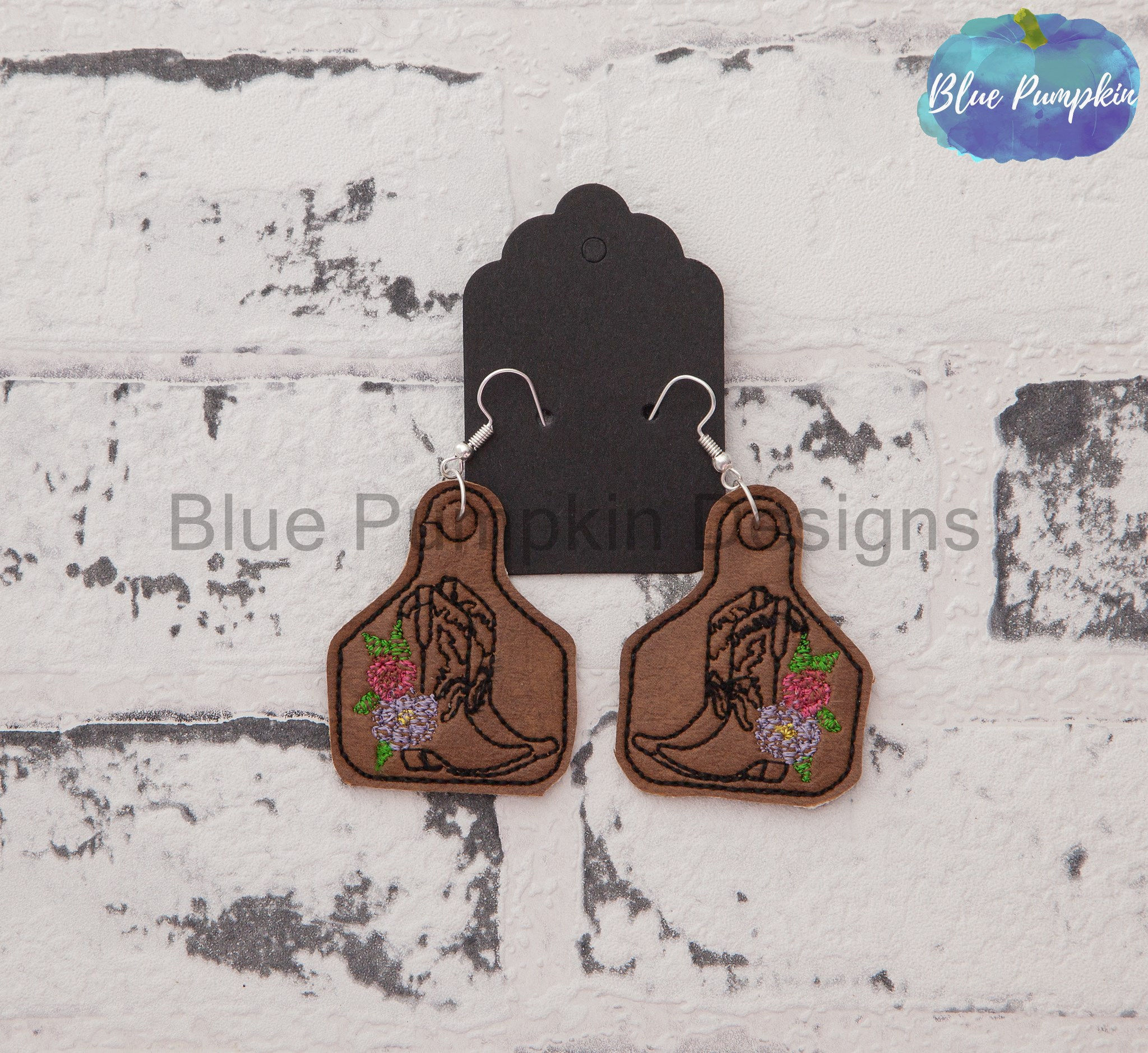 Cowboy Boots w Flowers Earrings