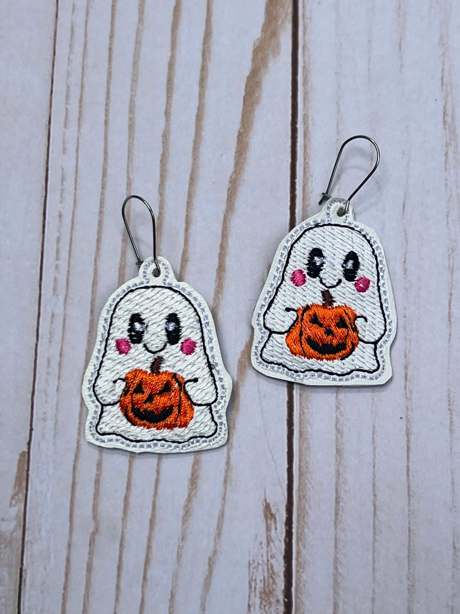 Ghost w Pumpkin Earrings
