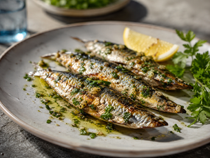 Sarde alla Griglia con Salmoriglio (Italian Sicilian Grilled Sardines with Salmoriglio)