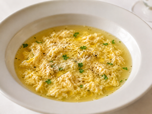 Stracciatella alla Romana, Italian Roman egg drop soup with Parmigiano Reggiano