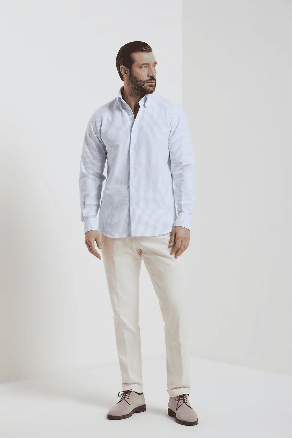 Thumbnail: Striped Button Down Shirt - Light Blue