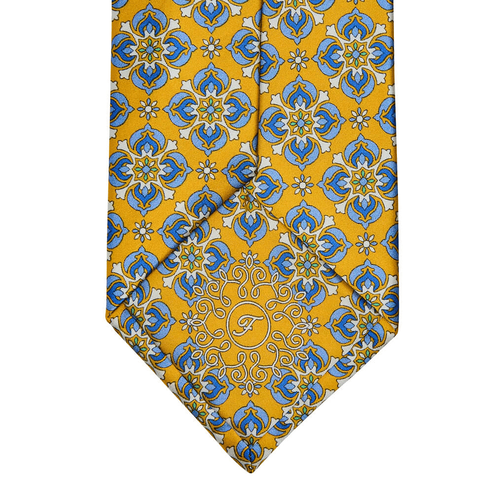 Thumbnail: Calidora - Duchesse Silk Tie - Yellow and Blue