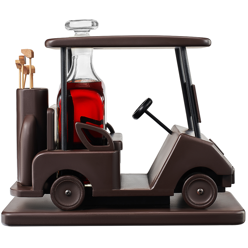 Thumbnail: Golf Decanter Whiskey Decanter - Brown Wooden Golf Cart