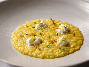 Risotto allo zafferano with sheep’s milk ricotta and lemon thyme