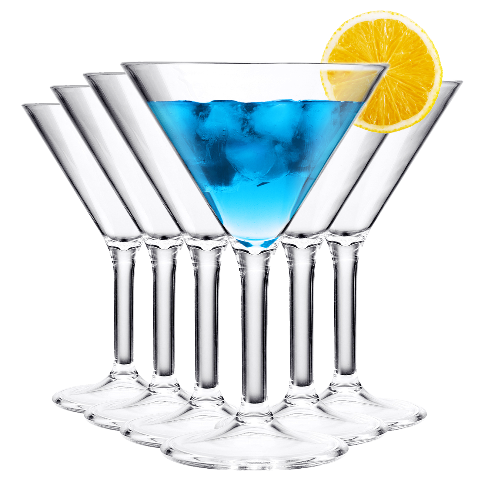 Unbreakable Acrylic Crystal Clear Martini Glasses |Set of 6
