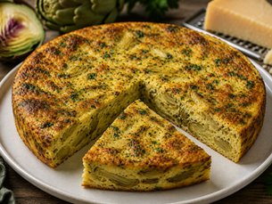Italian Artichoke Egg Torta — Torta di Uova ai Carciofi with artichokes