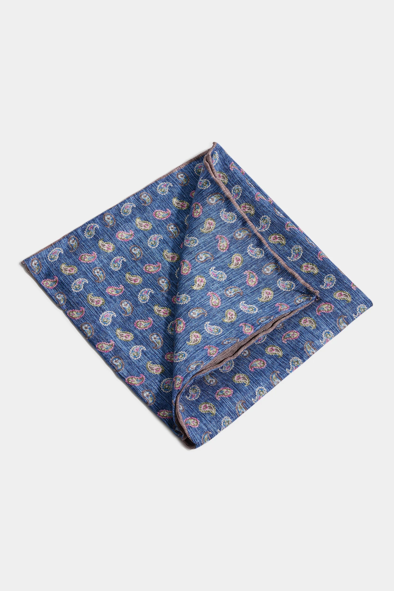 Paisley Silk Pocket Square - Blue