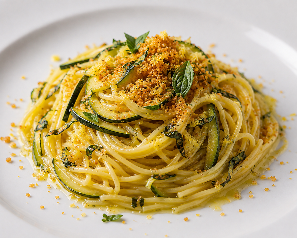 Tagliolini al Limone Rivisitati, Bottarga, Zucchine e Menta (Italian Lemon Tagliolini)
