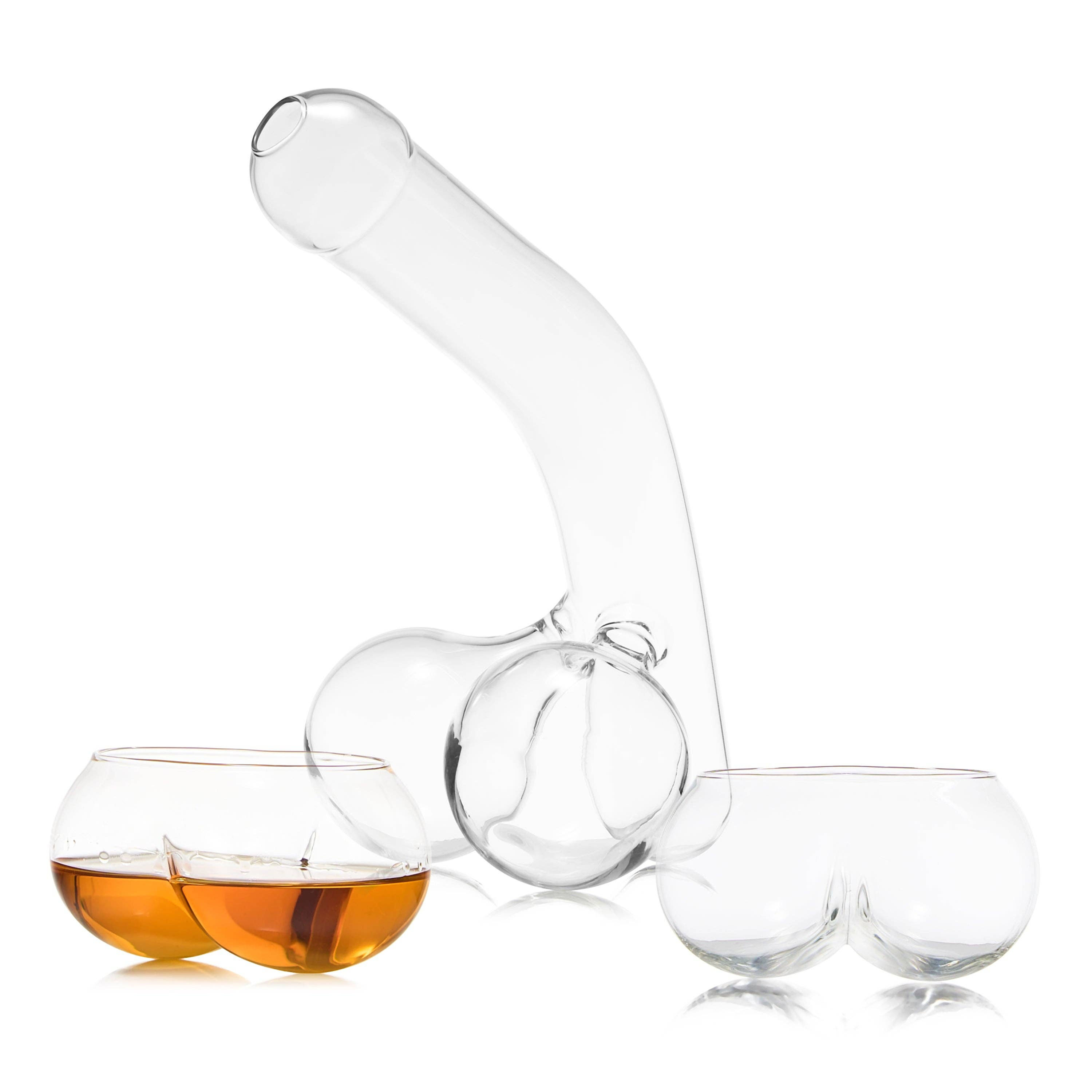 Penis Whiskey Decanter with Two Whiskey Glasses