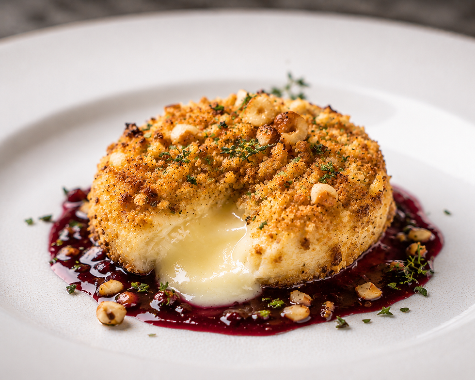 Tomini al Forno in Crosta di Grissini Torinesi e Nocciole (Italian Baked Tomino Cheese with Turin Breadstick and Hazelnut Crust)