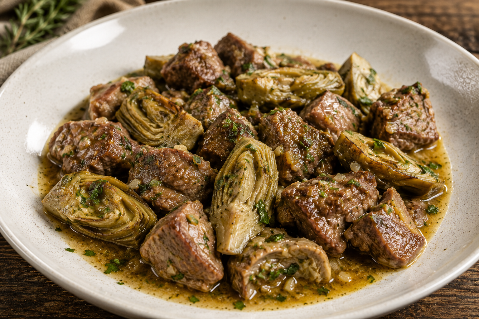 Spezzatino di Agnello alla Sarda con Carciofi (Italian Sardinian Lamb Stew with Artichokes)
