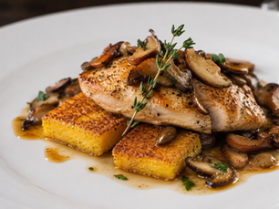 Petto di Pollo con Porcini e Polenta Croccante (Italian Porcini Chicken Breast with Crispy Polenta)