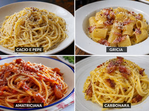 Carbonara vs Cacio e Pepe vs Gricia vs Amatriciana - The Four Great Roman Pastas: History, Technique, Differences & Authentic Recipes.