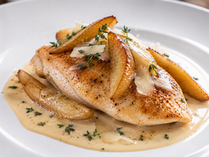 Italian Chicken Breast with Pecorino, Pear and Thyme — Petto di Pollo con Crema di Pecorino, Pere e Timo