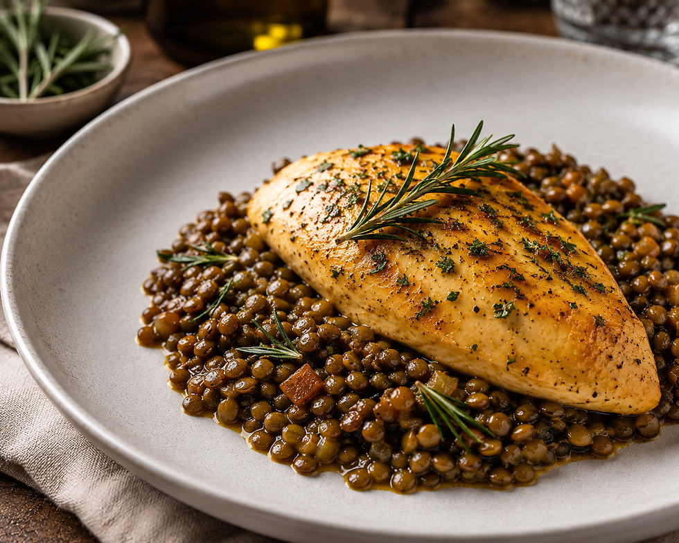 Petto di Pollo con Lenticchie di Castelluccio e Rosmarino (Italian Chicken Breast with Castelluccio Lentils)