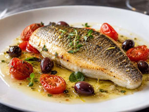 Orata al Vermentino con Olive Taggiasche e Pomodorini Confit (Italian Mediterranean Sea Bream with Vermentino, Olives and Confit Tomatoes)