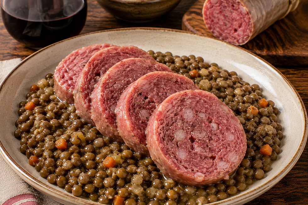 Cotechino di Modena con Lenticchie (Traditional Italian Modena Cotechino with Lentils)